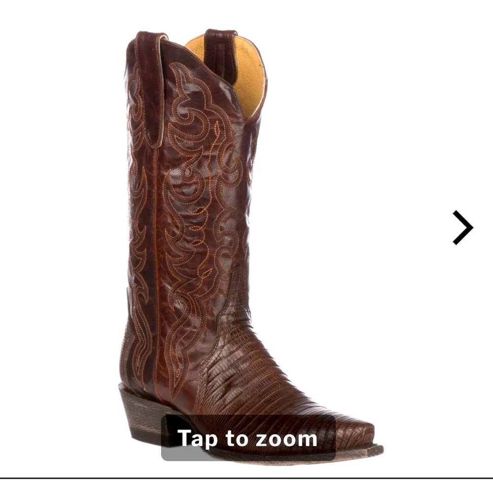 Cavender's Women's Chocolate Lizard Triad Snip Toe Exotic Cowboy Boots